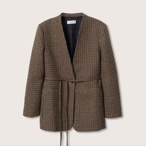MANGO Belt Check Blazer